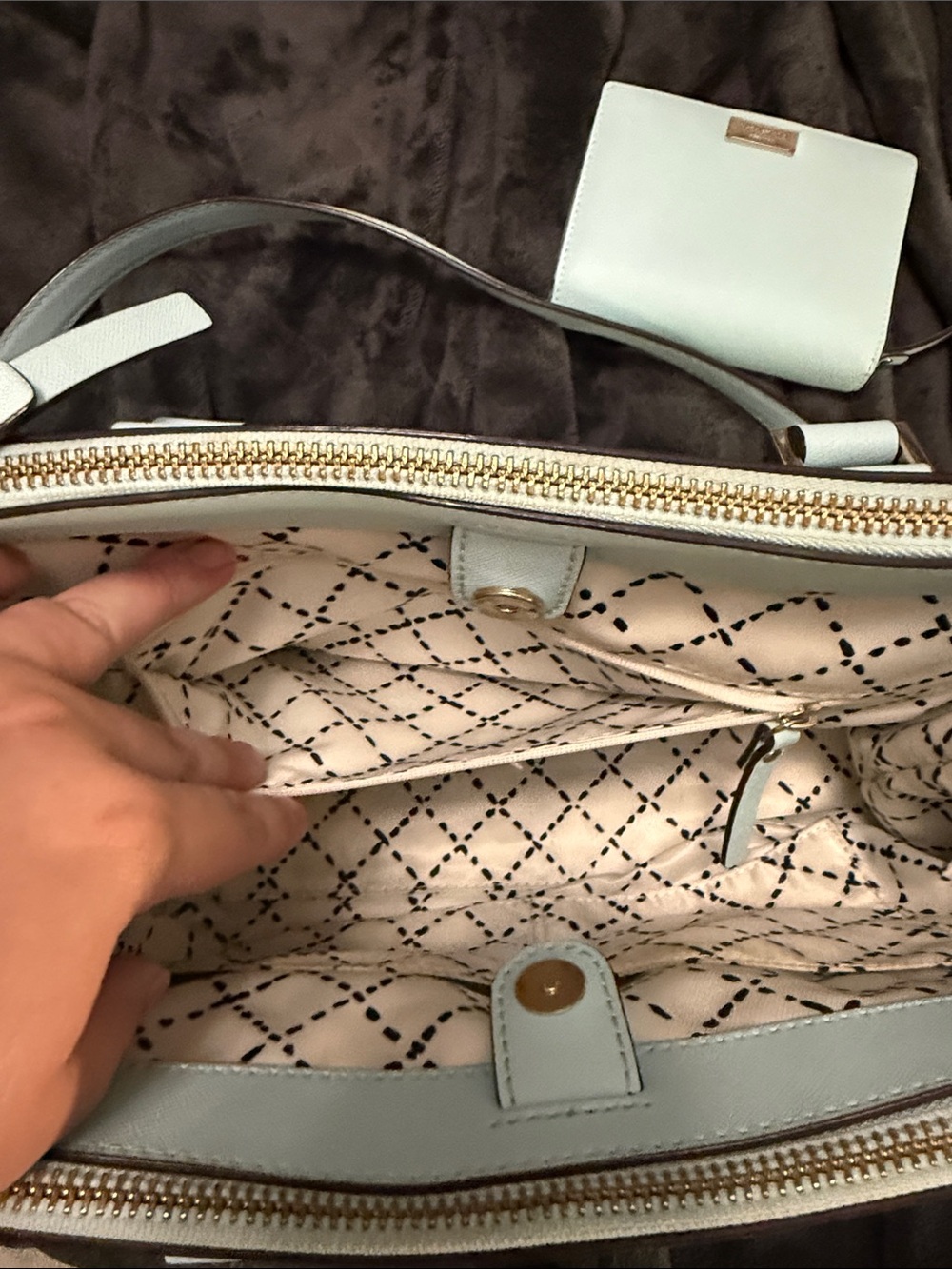 kate spade Pale Blue Structured Satchel with Matching Wallet - Picture 5 of 14